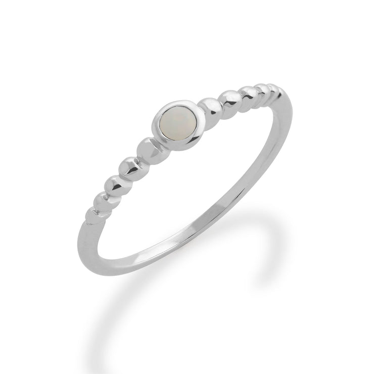 Anello gemondo con opale, anello BIRTHSTONE impilabile in argento sterling 925 con opale da 0,06 ct