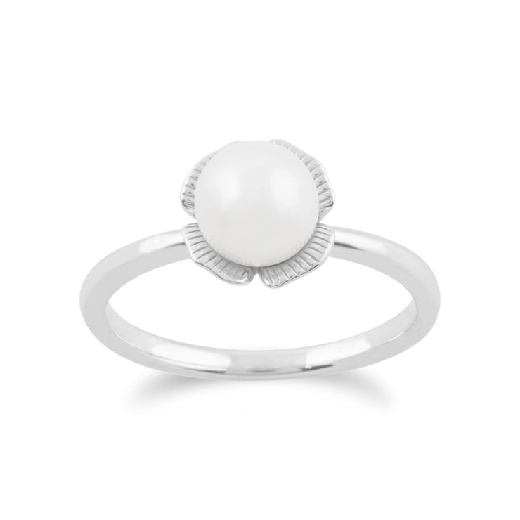 gemondo ANELLO CON PERLA, Fiore di ginkgo in argento sterling 925 da 1,88 ct ANELLO CON PERLA