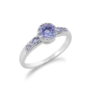 Anello Gemondo con tanzanite, anello con tanzanite in oro bianco da 9 ct da 0,57 ct