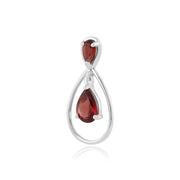 Collana Pendente con granato In Oro Bianco Da 9 Kt Da 1,09 Ct Su Catena Da 45 Cm
