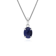 Collana in argento sterling Sodalite con pietra singola ovale da 45 cm