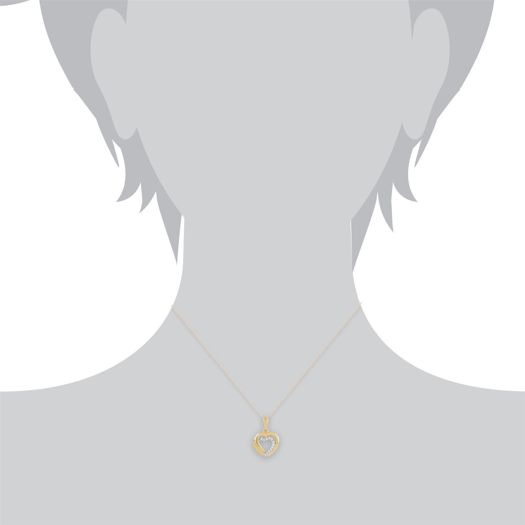 Gemondo 9ct Yellow Gold 0.06ct Diamond Hearts Pendant on Chain