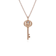 Ciondolo classico con lucchetto a cuore intrecciato in argento 925 placcato oro rosa e grandi ciondoli con chiave in opale
