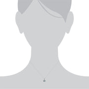 Collana da 45 cm con topazio azzurro rotondo in argento sterling e marcasite