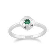Anello Gemondo con smeraldo, anello quadrato con smeraldo incrociato in argento sterling 925 da 0,11 ct