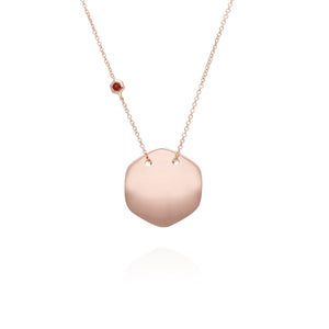 Garnet Engravable Necklace in Rose Gold Plated Sterling Silver