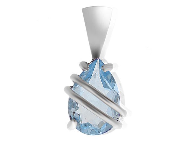 Pendente avvolto ovale in pietra singola con topazio azzurro da 0,99 ct in oro bianco da 9 ct