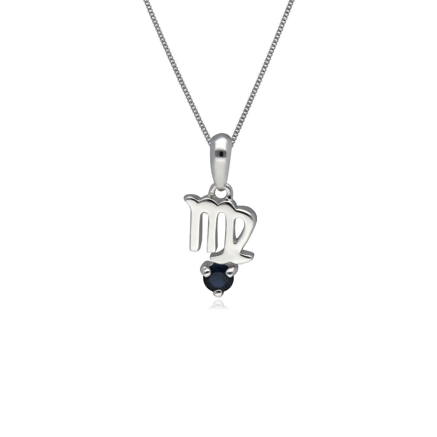 Sapphire Virgo Zodiac Necklace in 9ct White Gold