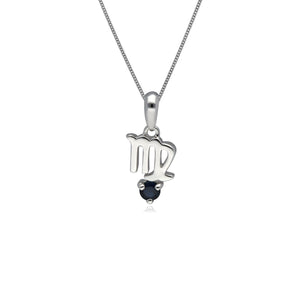 Sapphire Virgo Zodiac Necklace in 9ct White Gold