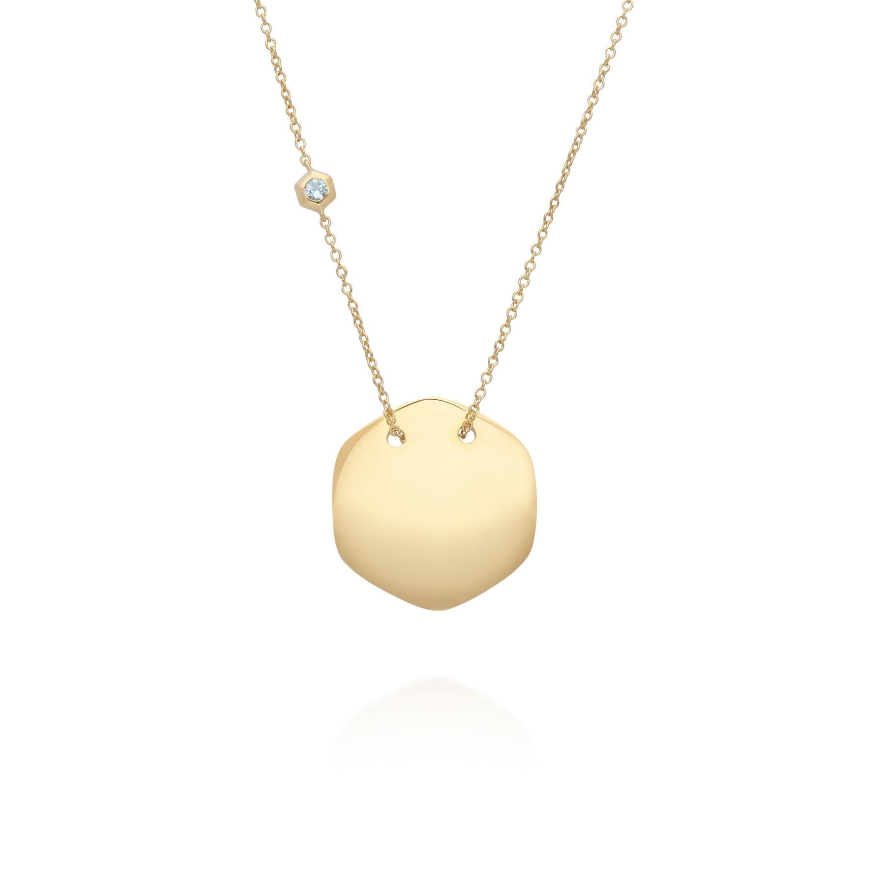 Aquamarine Engravable Necklace in Yellow Gold Plated Sterling Silver