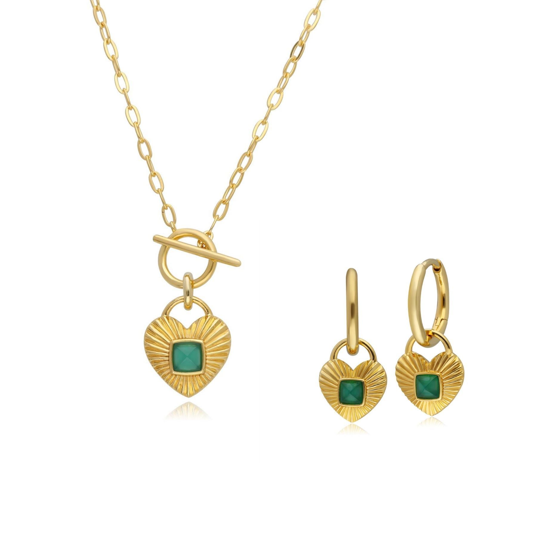 Queen of Hearts Chalcedony Necklace & Hoop Earrings Set