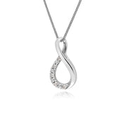 Collana con diamanti, ciondolo bacio con diamanti in oro bianco da 9 ct su catena da 45 cm