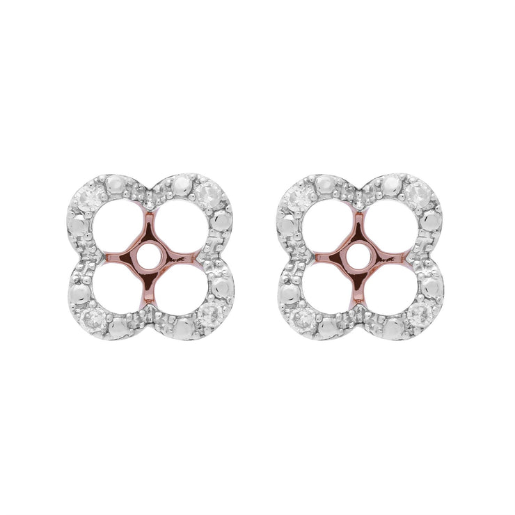 Classico "Ear-Jacket" floreale rotondo in oro rosa 375 con diamante