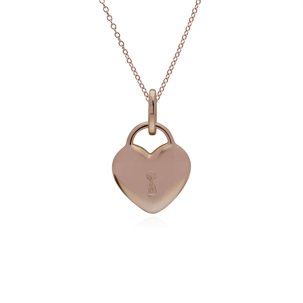 Ciondolo classico con lucchetto a cuore in argento 925 placcato oro rosa e grandi ciondoli con perline chiave