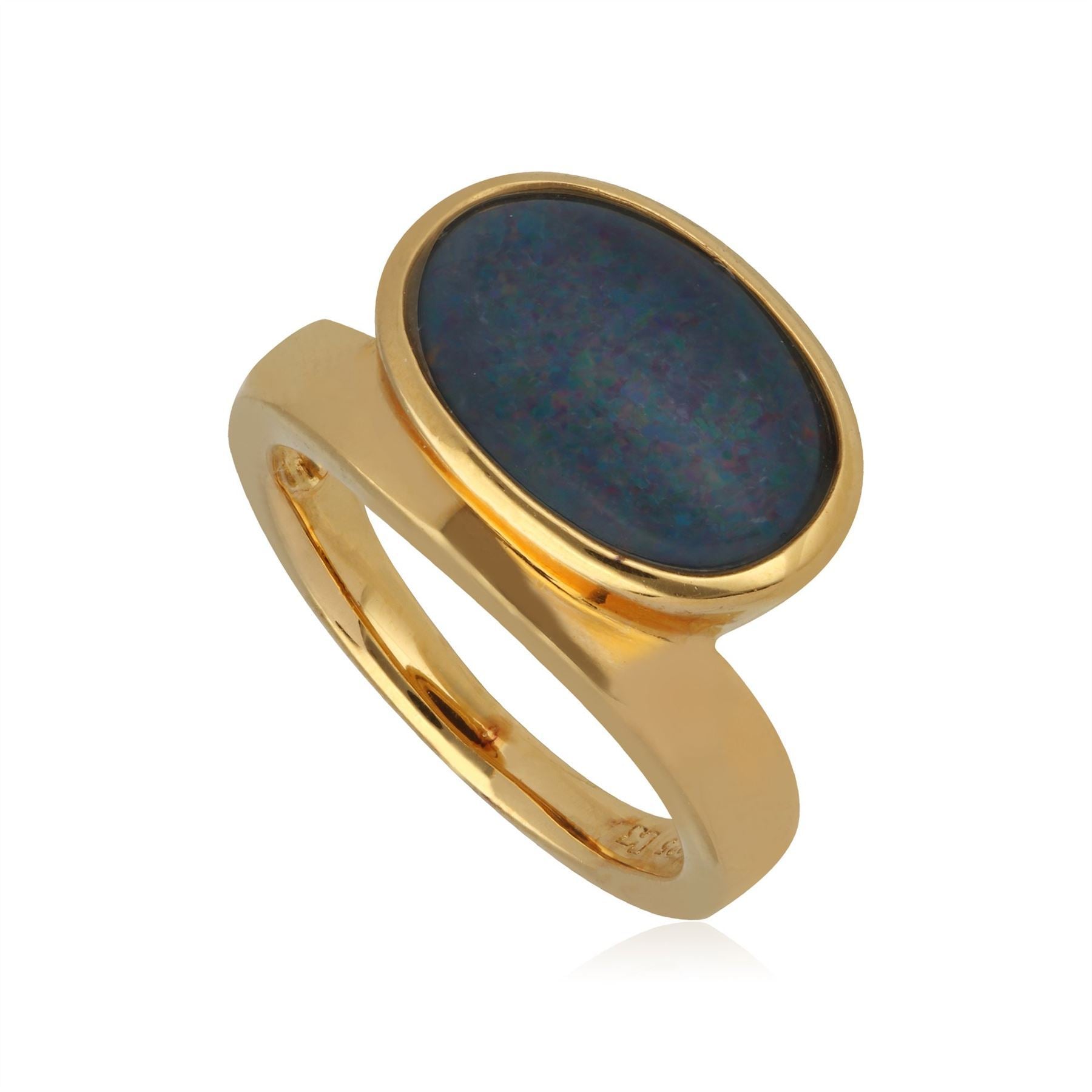 Kosmos Opal Cocktail Ring in Yellow Gold Plated Sterling Silver