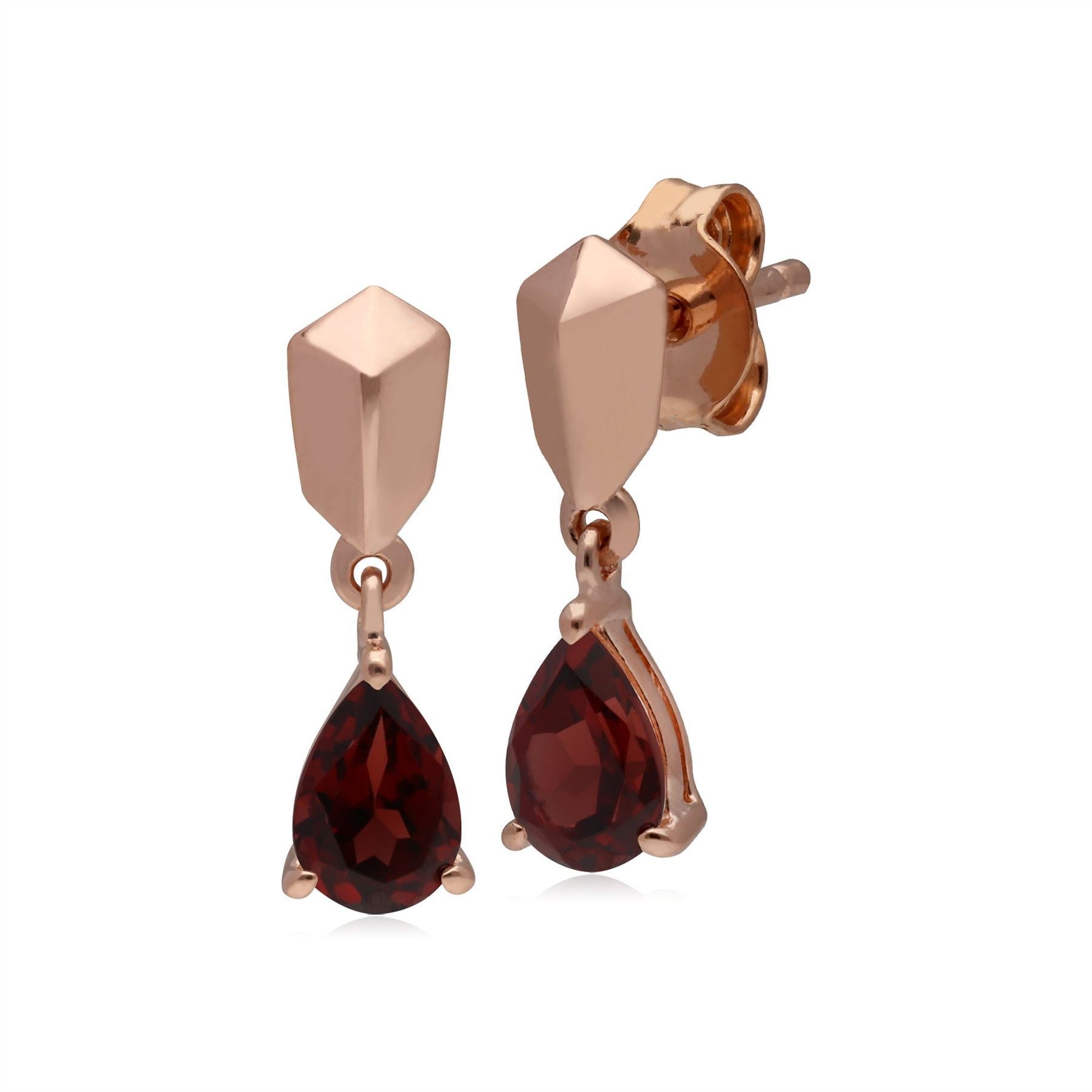 =Micro Statement Garnet Earrings in Rose Gold Plated 925 Sterling