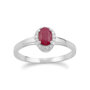 Anello Gemondo con rubino, anello in oro bianco da 9 ct con rubino e diamanti da 0,63 ct