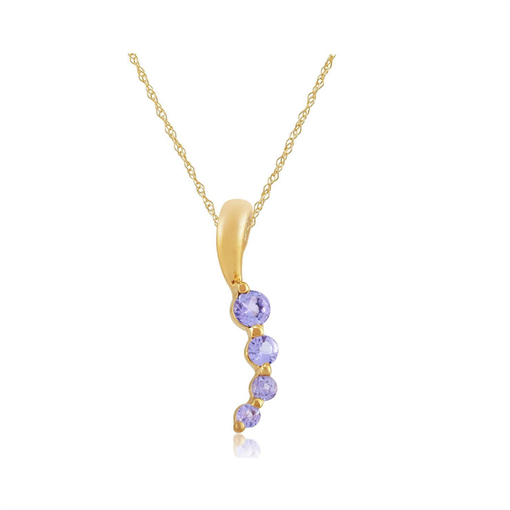 Ciondolo moderno in tanzanite rotondo in oro giallo 375