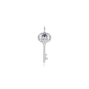 Ciondolo classico con lucchetto a cuore intrecciato in argento 925 e grandi ciondoli con chiave in tanzanite