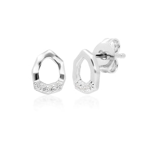 Diamond Pave Asymmetrical Stud Earring 9ct White Gold