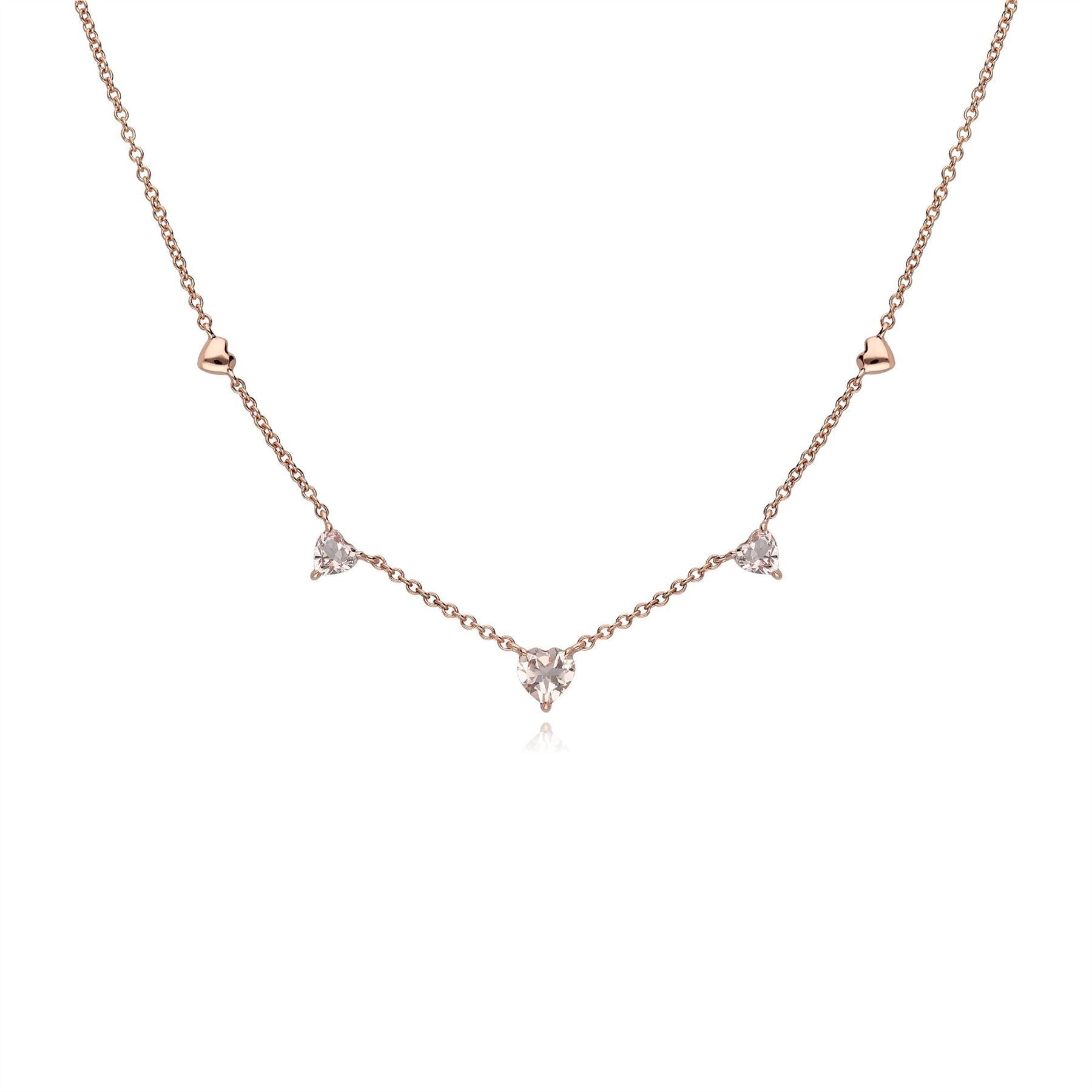 Gemondo Pink Morganite Gemstone Love Heart Necklace in 9ct Rose Gold