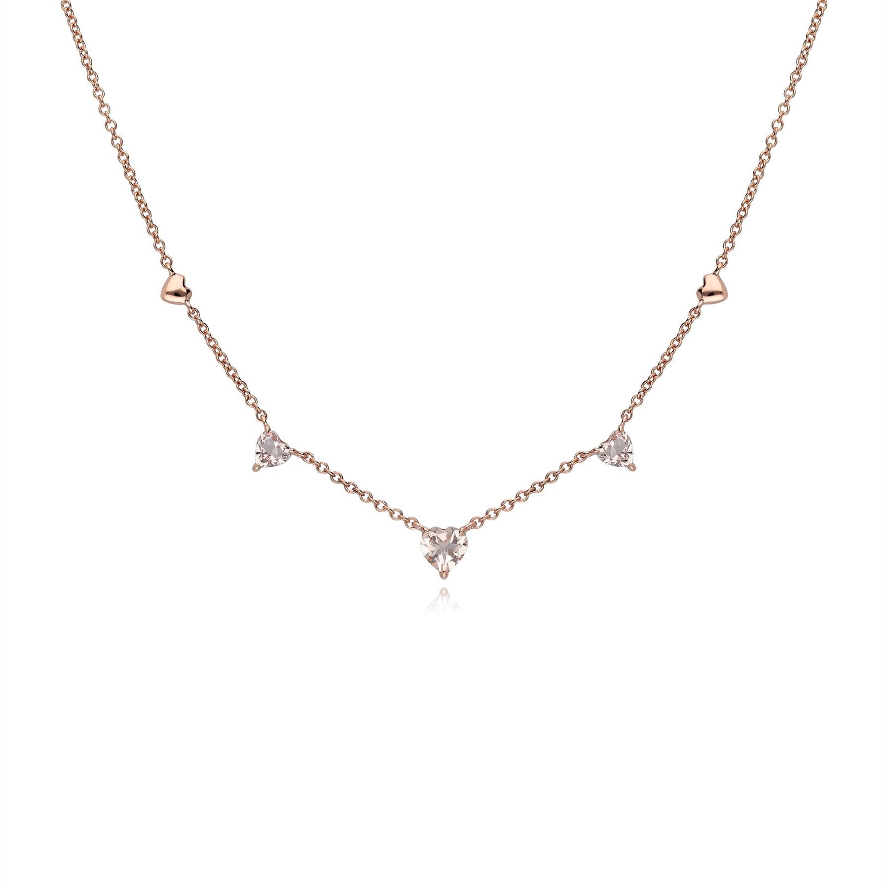 Gemondo Pink Morganite Gemstone Love Heart Necklace in 9ct Rose Gold