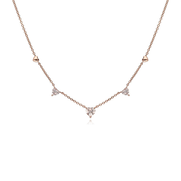 Collana cuore in oro rosa 375 con Morganite