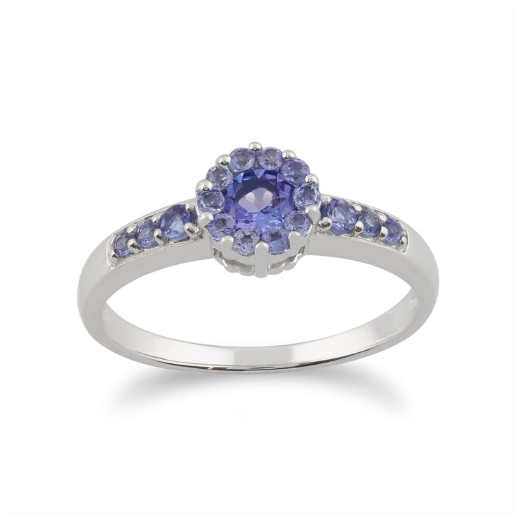 Anello Gemondo con tanzanite, anello con tanzanite in oro bianco da 9 ct da 0,57 ct