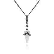 Orecchini pendenti e pendenti in stile Art Déco in argento 925 con cabochon in madreperla e marcasite
