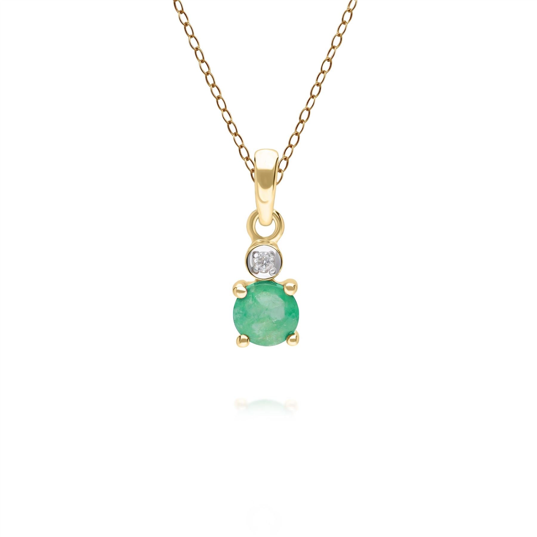 Micro Statement Ciondolo tondo collana con smeraldo e diamanti in oro giallo 9 ct