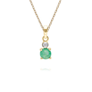 Micro Statement Ciondolo tondo collana con smeraldo e diamanti in oro giallo 9 ct