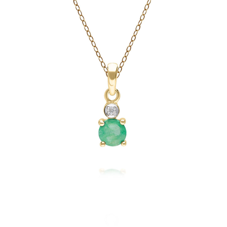 Pendente Micro Statement in oro giallo 9k con smeraldo e diamanti rotondi