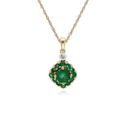 Pendente con smeraldo e diamante quadrato in oro giallo da 9 ct su catena da 45 cm
