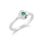 Anello Gemondo con smeraldo, anello quadrato con smeraldo incrociato in argento sterling 925 da 0,11 ct