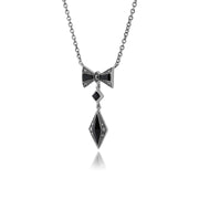 Collana Stile Déco Argento 925 Onice Nero e Marcasite