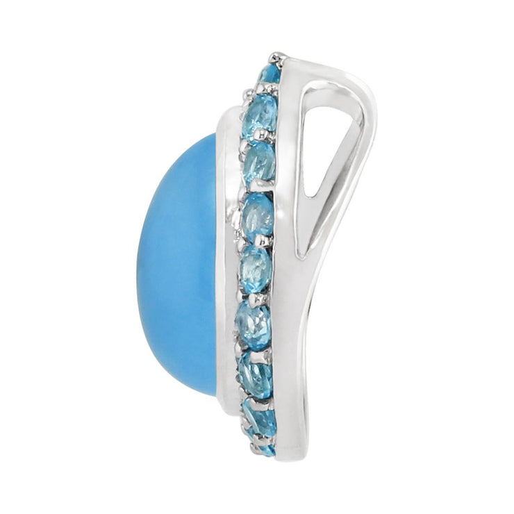 Ciondolo con montatura a pera in argento sterling con giada blu da 3,35 ct e topazio da 0,64 ct su catena