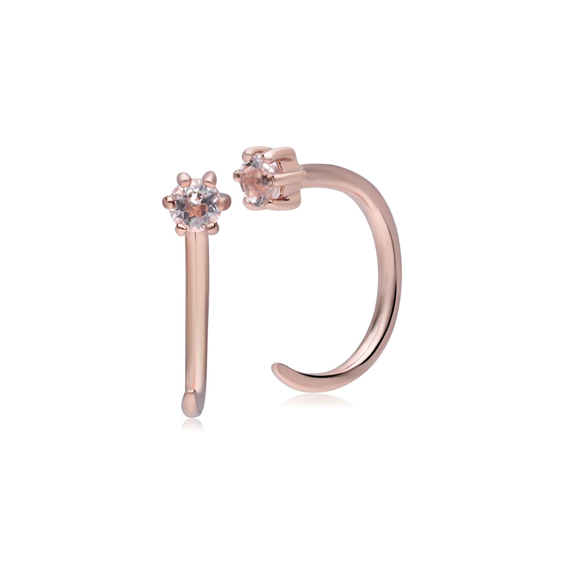 Orecchini a cerchio con Morganite passante in oro rosa da 9 ct