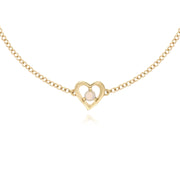 Bracciale con opale, bracciale in oro giallo da 9 ct con pietra singola rotonda con cuore da 19 cm