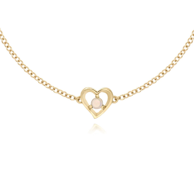 Bracciale con opale, bracciale in oro giallo da 9 ct con pietra singola rotonda con cuore da 19 cm