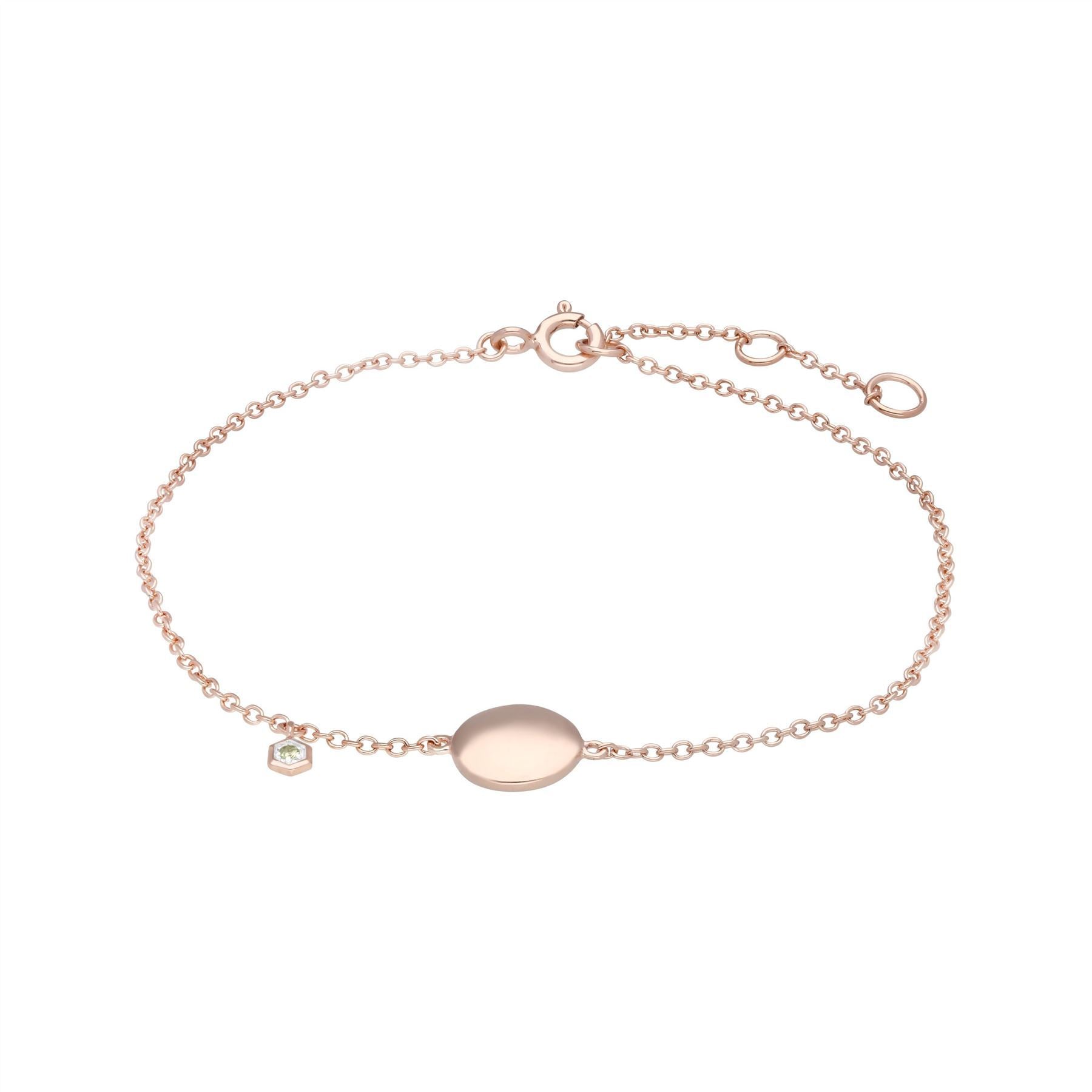 Peridot Engravable Bracelet in Rose Gold Plated Sterling Silver