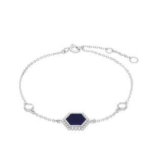 Lapis Lazuli Flat Slice Hex Bracelet in Sterling Silver