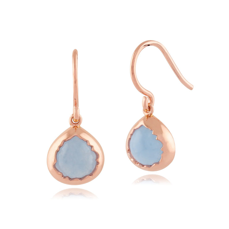 Orecchini pendenti e pendenti Boho in argento 925 placcato oro giallo con castone in giada blu