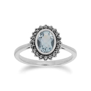 Anello Gemondo con topazio blu, anello in argento sterling con topazio blu e marcasite - TOPAZIO