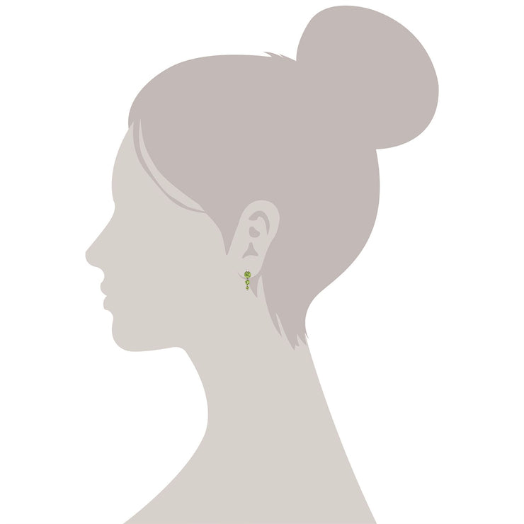 s Orecchini a gradiente rotondo con tre pietre di peridoto in argento sterling