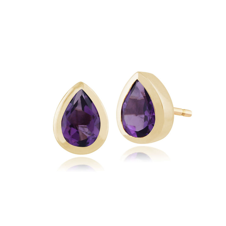 Orecchini con ametista, orecchini con ametista in oro giallo da 9 ct, 0,72 ct