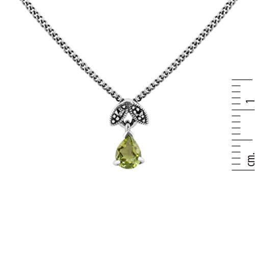 Ciondolo in stile Art Nouveau in argento 925 con peridoto e marcasite