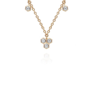 Diamond Trilogy Necklace & Stud Earring Set in 9ct Yellow Gold