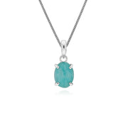 Collana in argento sterling con pietra singola ovale con amazzonite da 45 cm
