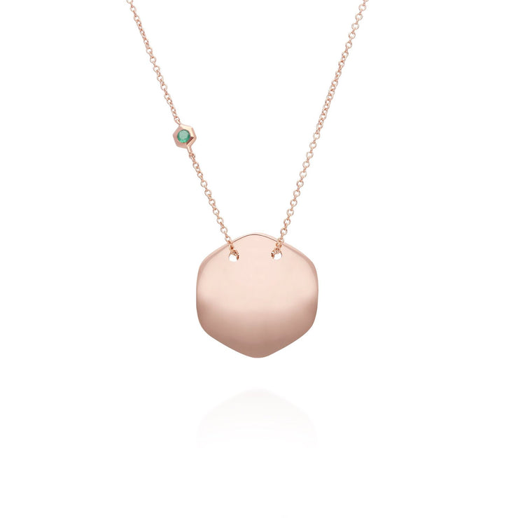 Collana con incisione in argento 925 placcato oro rosa smeraldo
