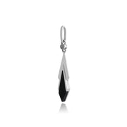 Ciondolo aquilone volante in stile Art Déco in argento 925 con onice nero e marcasite